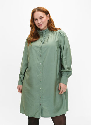 Wiskozowa sukienka koszulowa z marszczeniami, Green Bay, Model image number 0