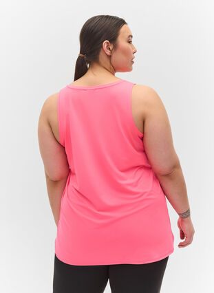 Sportowy top z dekoltem w szpic, Neon pink, Model image number 1