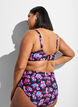Wzorzysty biustonosz bikini z fiszbinami, Fioletowy, Model image number 2