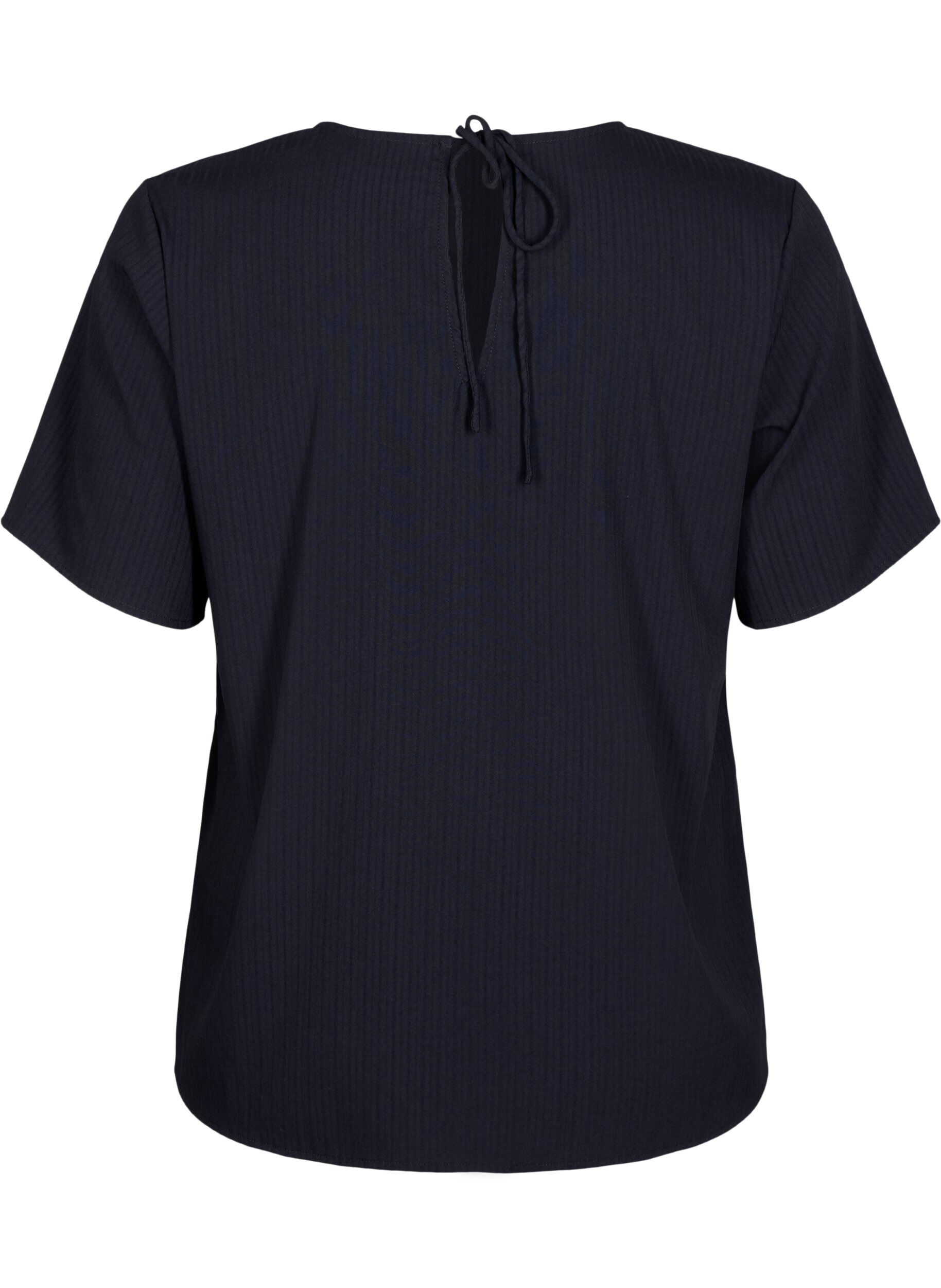 Zizzi Bluzka z wiskozy z kr&oacute;tkim rekawem i wiazaniem, Black, Packshot image number 1