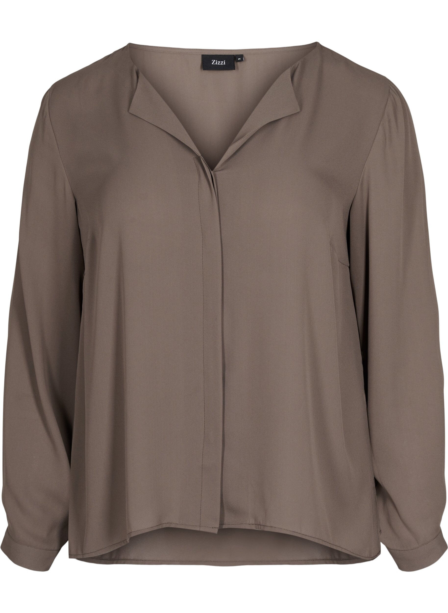 Zizzi Jednokolorowa koszula z dekoltem w szpic, Falcon, Packshot image number 0