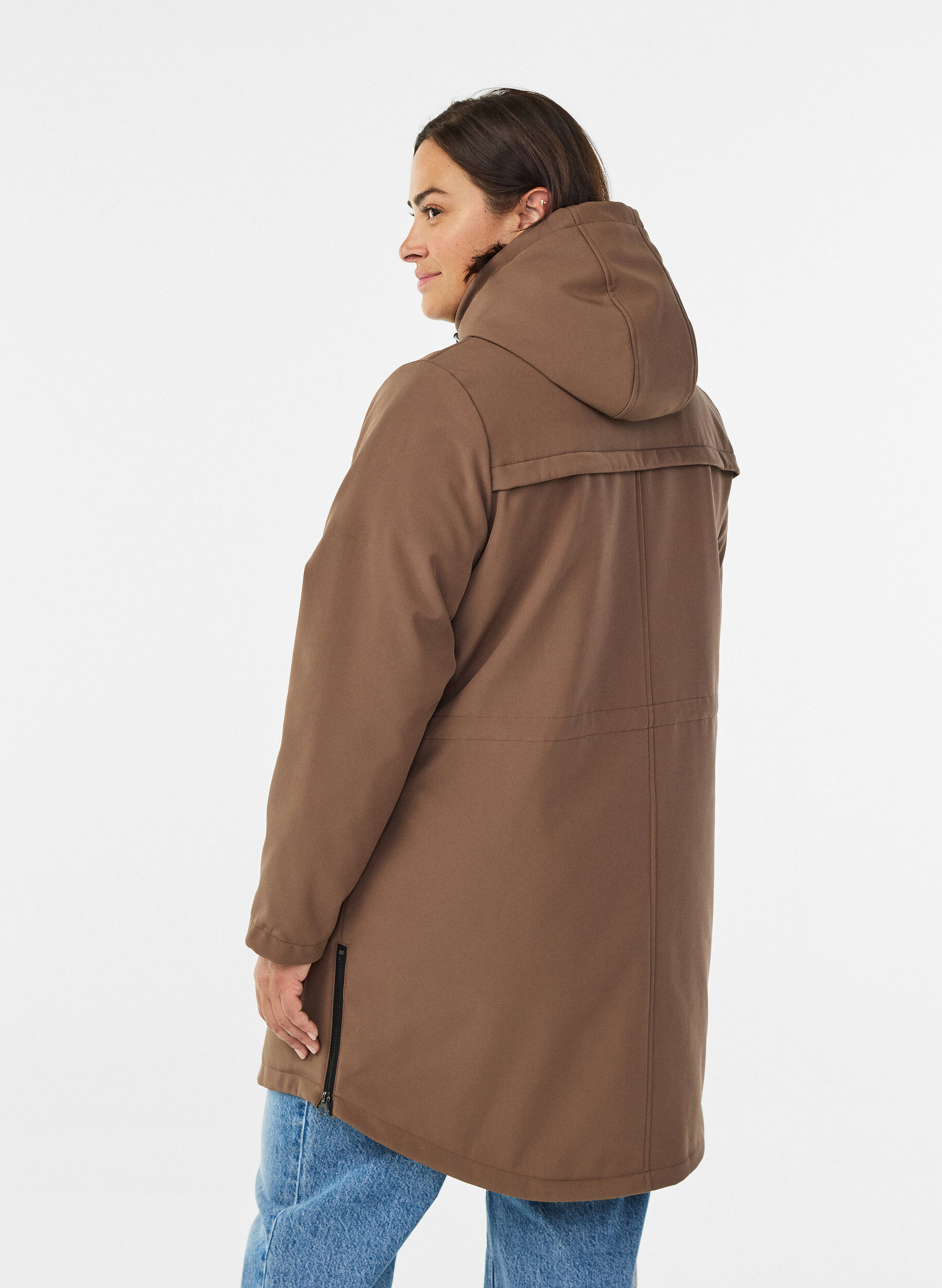 ZizziHydrofobowa kurtka softshell z pikowana podszewka, Brązowy, Model image number 2