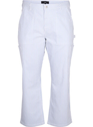  Jeansowe bojówki w paski o prostym kroju, Blue White Stripe, Packshot image number 0