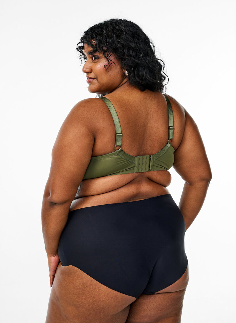 Biustonosz formowany z mikrofibry z satynowymi detalami, Zielony, Model image number 2