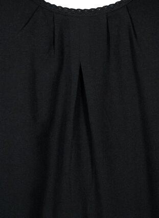 Bawelniany top z okraglym dekoltem i koronkowym wykonczeniem, Black, Packshot image number 2