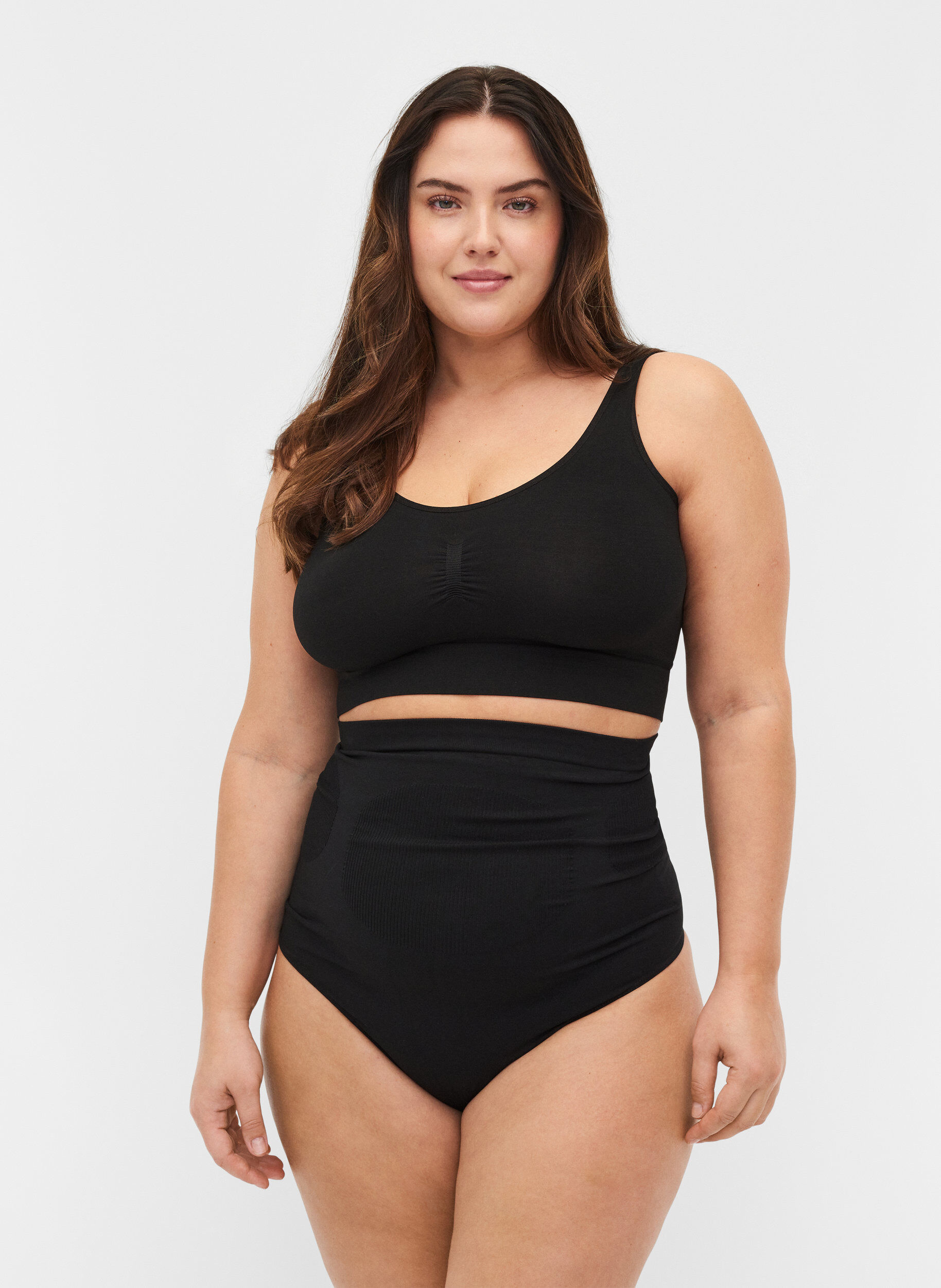Zizzi High-waisted shapewear g-string, Black, Model image number 0