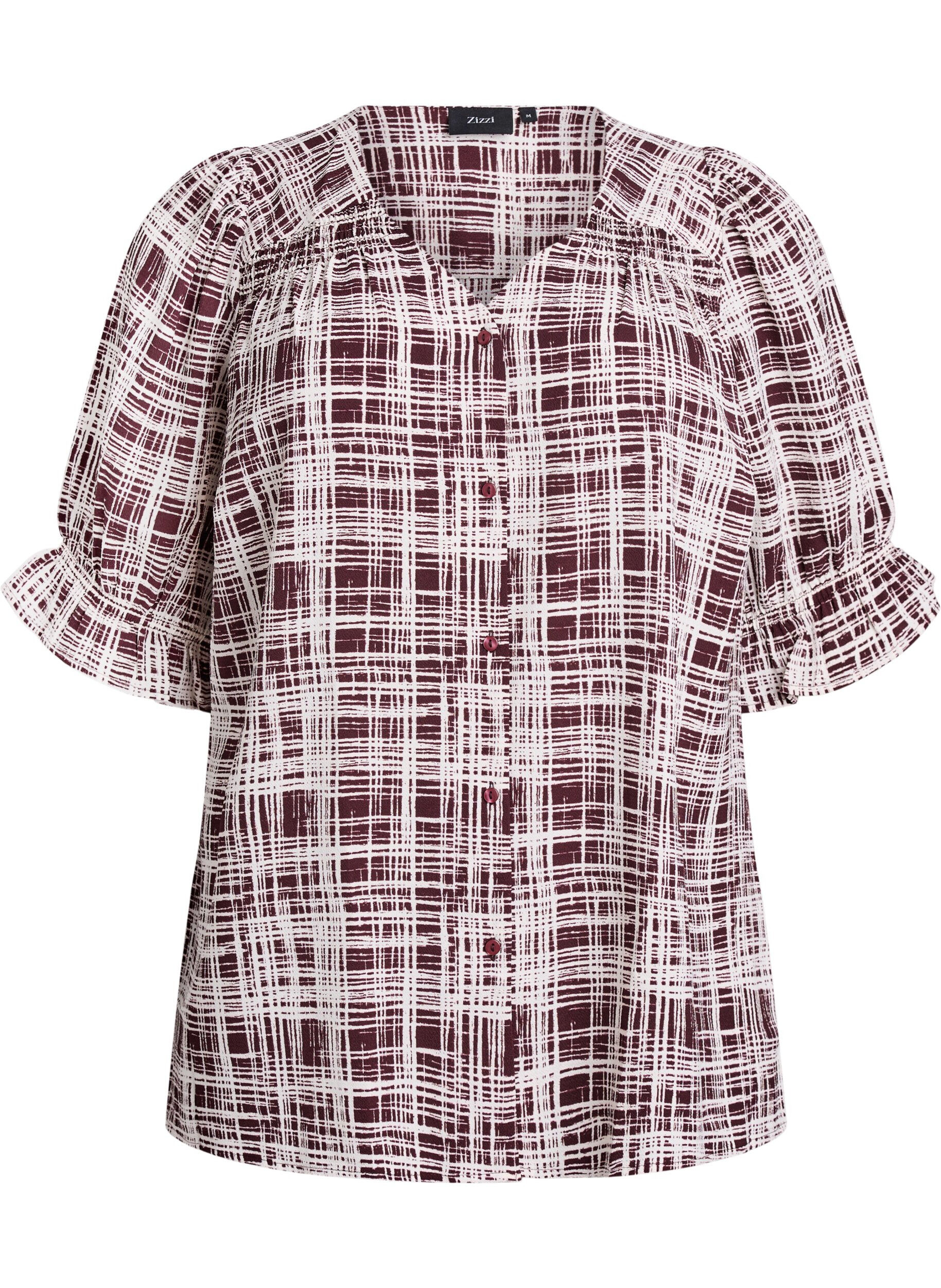 ZizziBluzka koszulowa z p&oacute;ldlugimi rekawami, Ciemnobordowy, Packshot image number 0