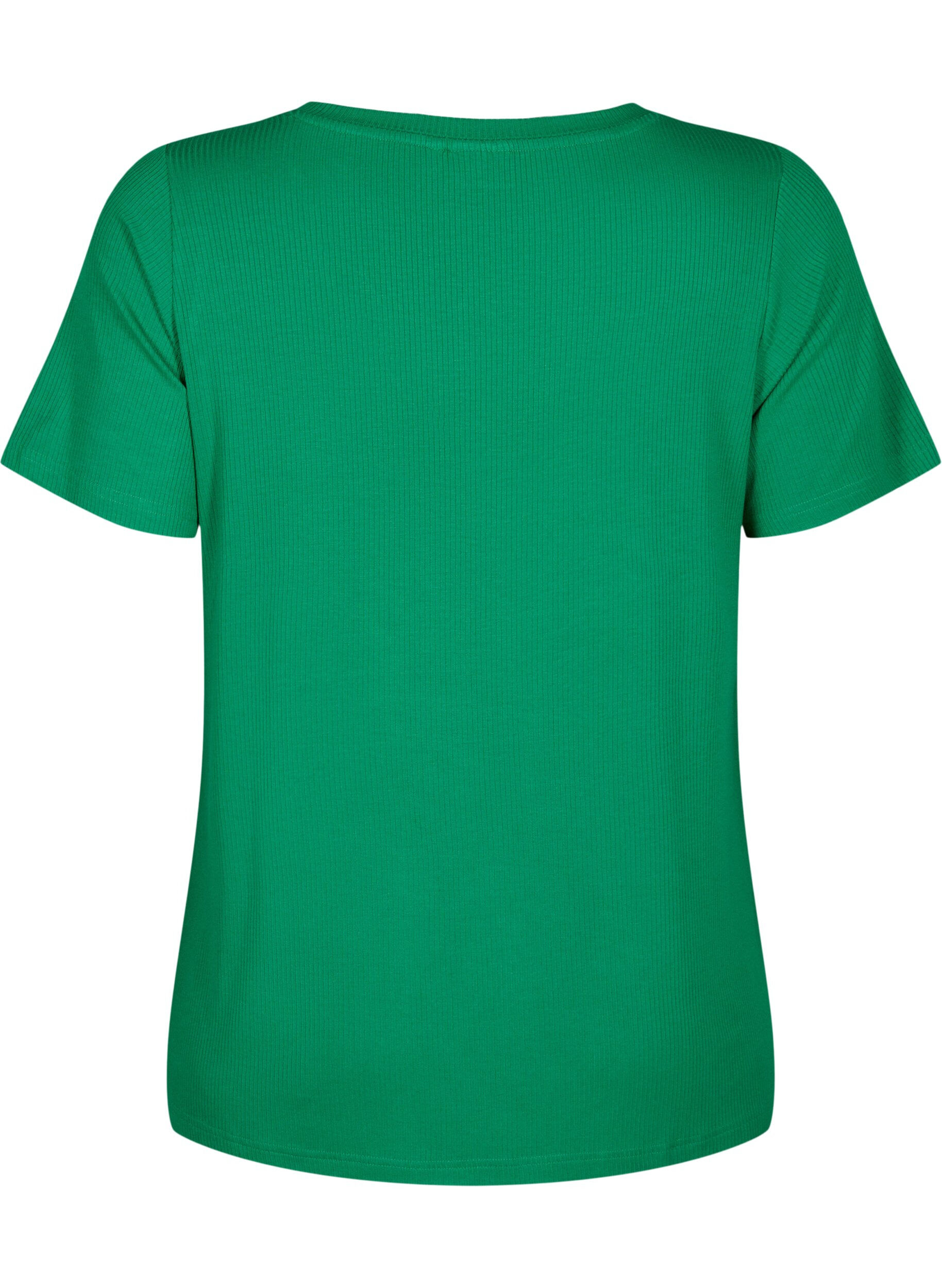Zizzi Prazkowany t-shirt z wiskozy z dekoltem w szpic, Jolly Green, Packshot image number 1