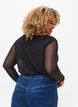 Close-fitting mesh top with v-neck, Black, Model image number 1