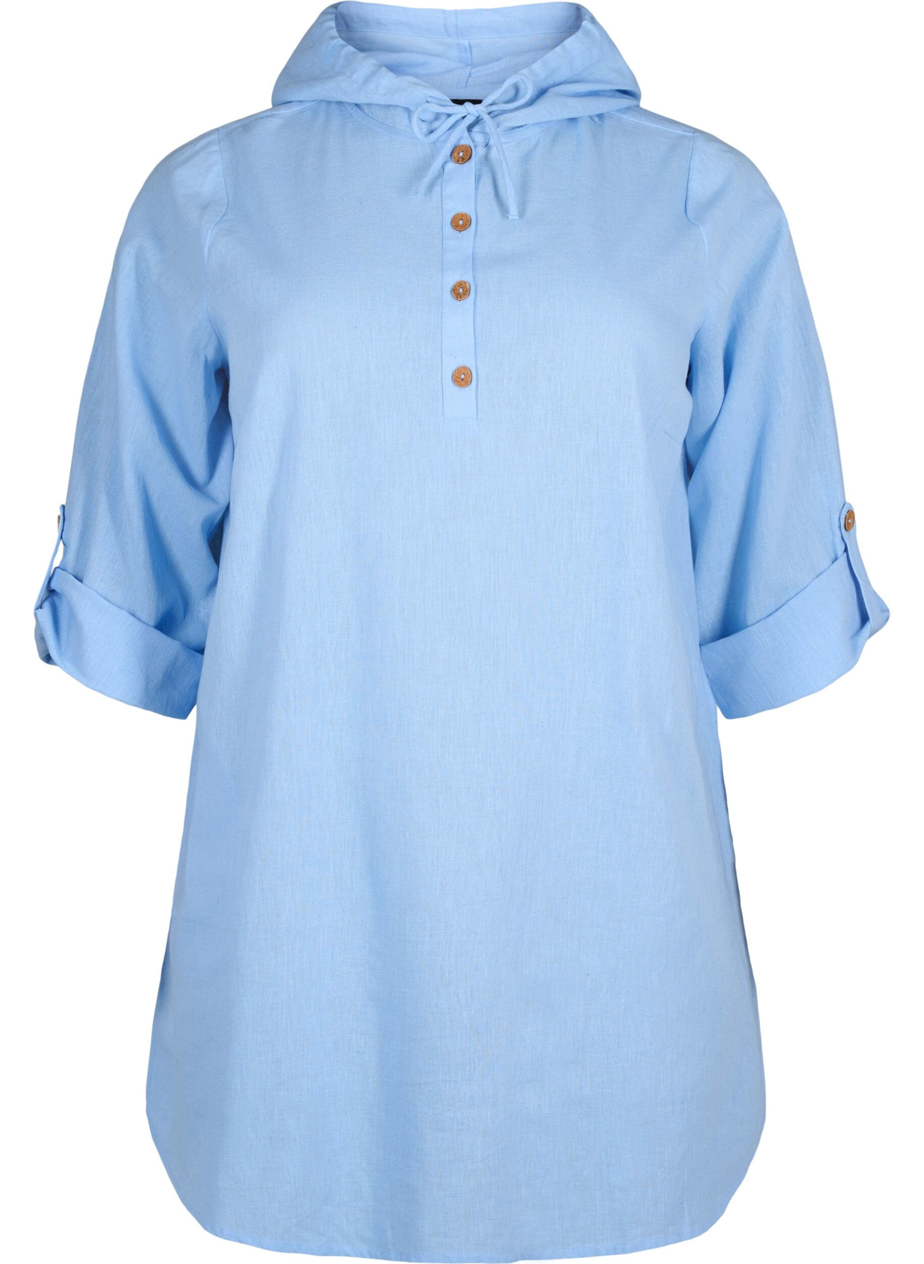 Zizzi Tunika z kapturem wykonana z bawelny i lnu, Serenity, Packshot image number 0