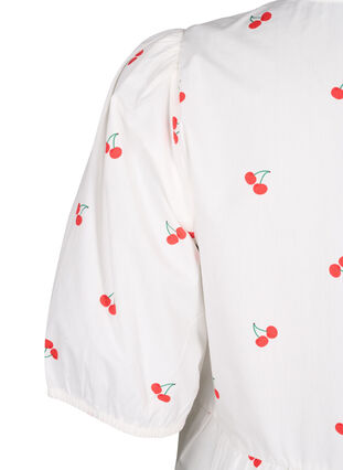 Trapezowa sukienka z wisniowym nadrukiem, B. White/Cherry, Packshot image number 3