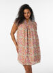 Kr&oacute;tka wiskozowa sukienka z marszczeniami i kwiatowym nadrukiem, Pomarańczowy, Model image number 0