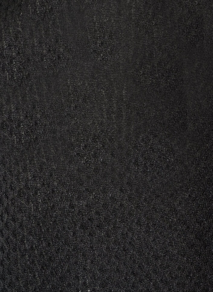 Dzianinowa bluzka z azurowym wzorem o wyrazistej fakturze, Czarne, Packshot image number 2