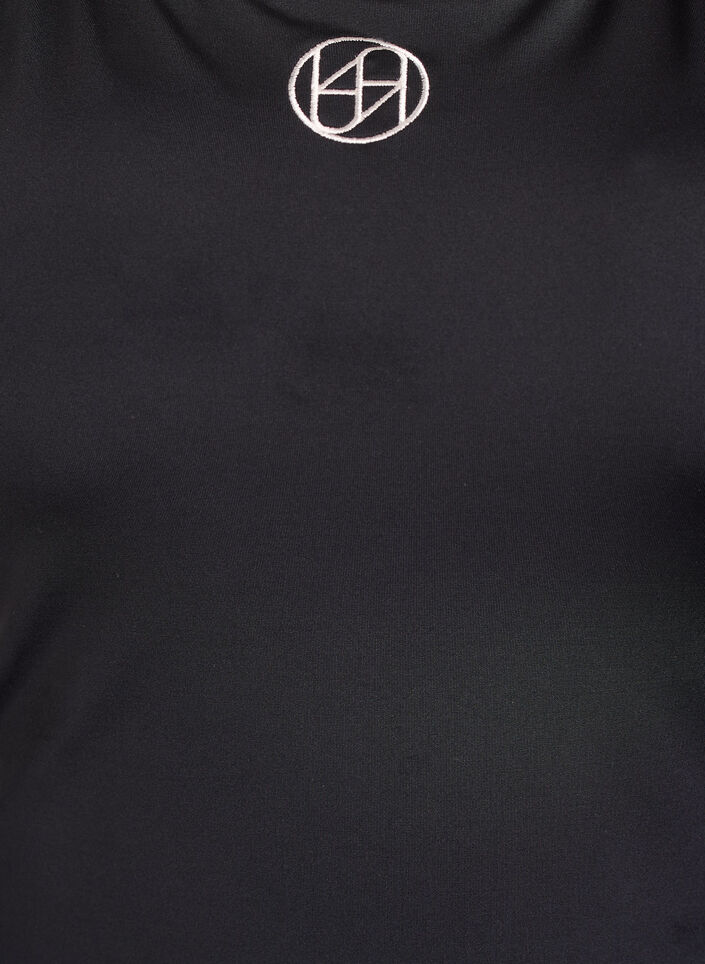 Sportowy kostium kapielowy z lam&oacute;wka i krzyzowanymi ramiaczkami, Czarne, Packshot image number 2