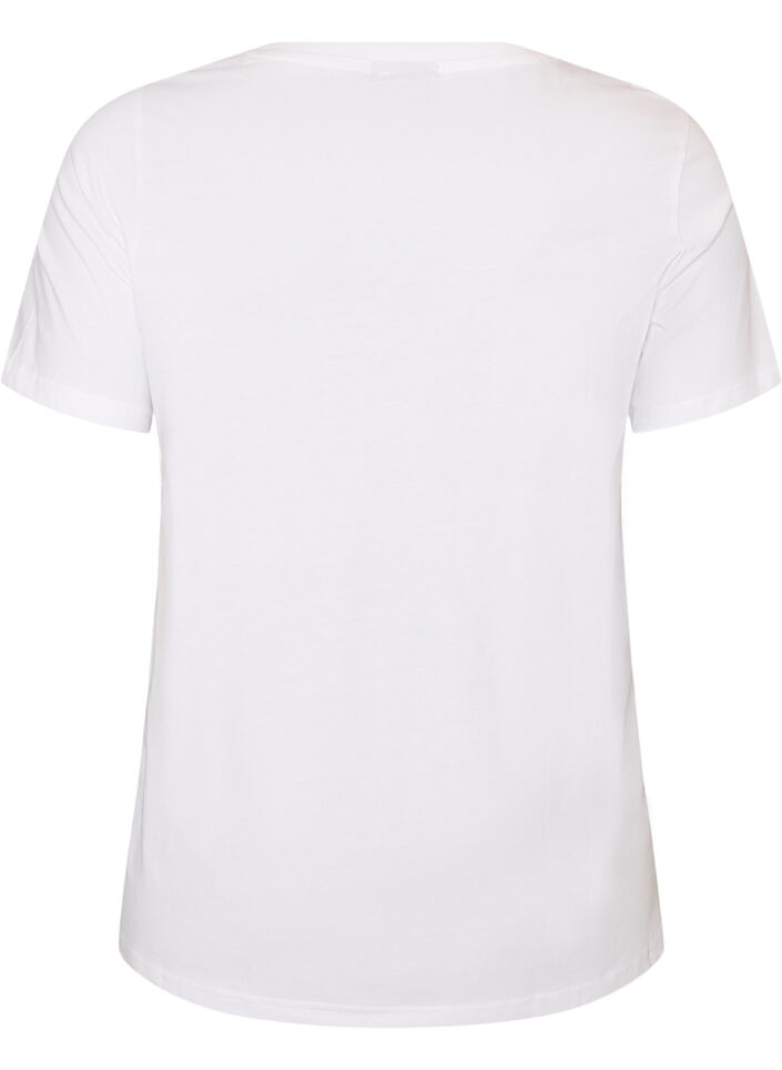 T-shirt z bawelny organicznej z ozdobnym motywem, Biały, Packshot image number 1