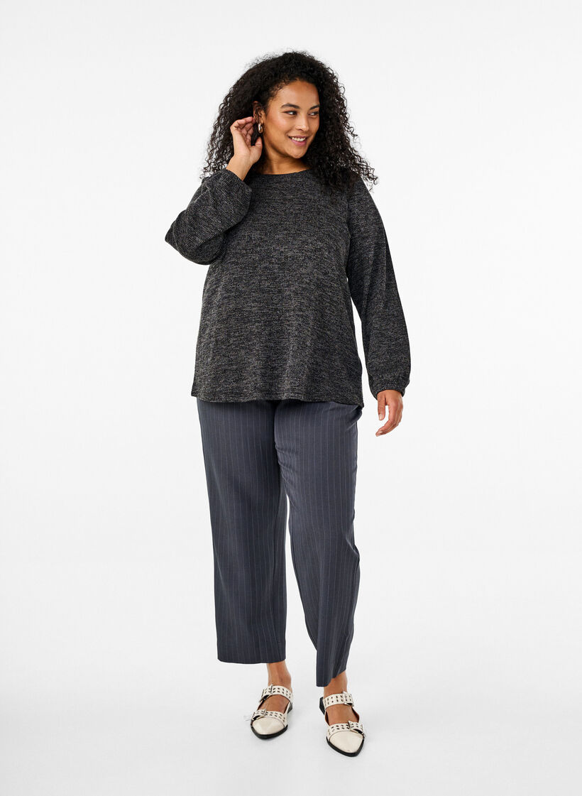 FLASH - Dzersejowa bluzka z dlugim rekawem, Szary, Model image number 1