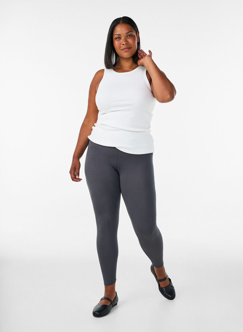 Legginsy z wiskozy w stylu basic, Ciemnoszary, Model image number 1