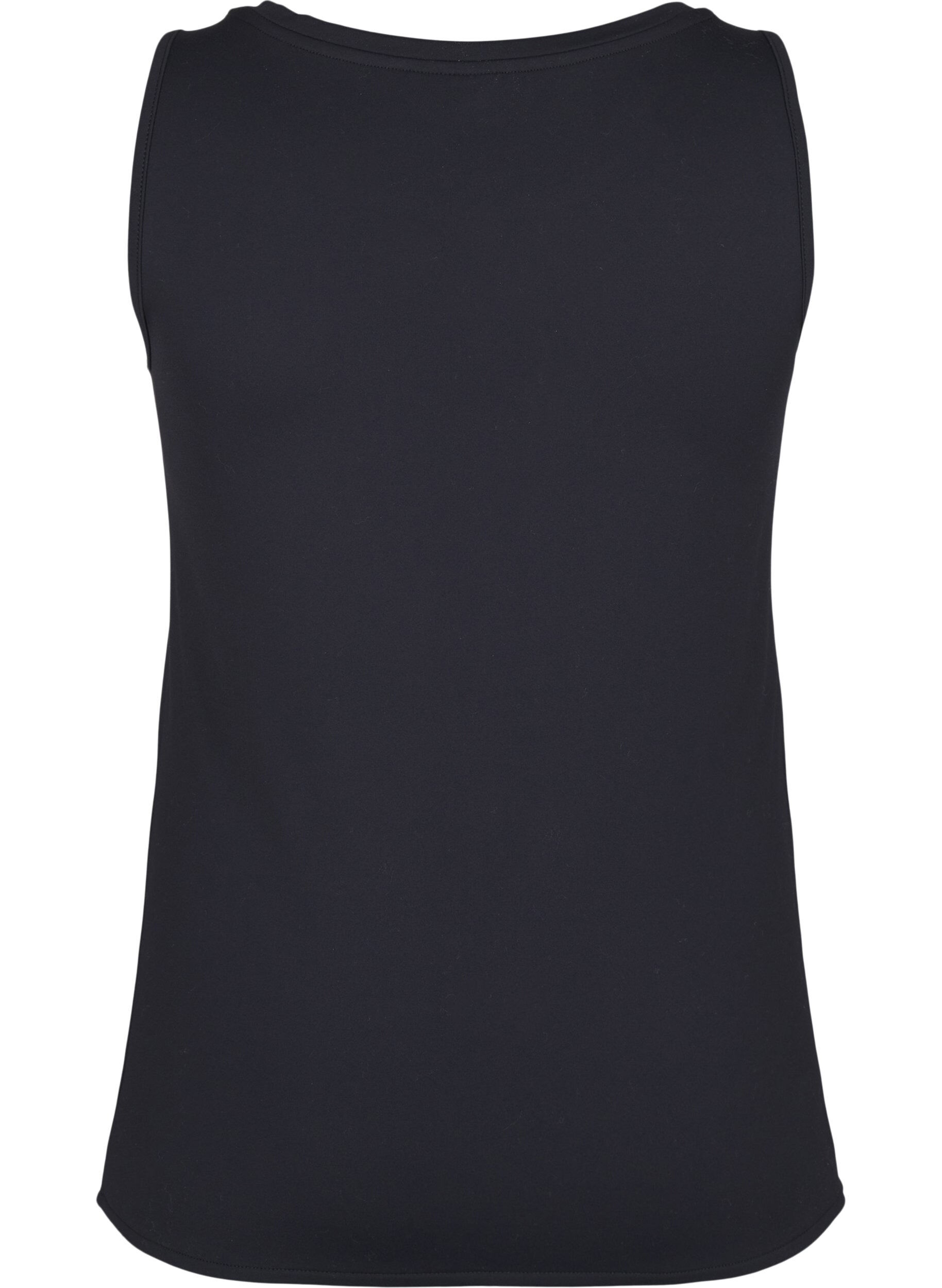 Zizzi Dopasowany top treningowy z&nbsp;wewnetrznym silikonowym brzegiem, Black, Packshot image number 1