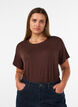 Wiskozowy T-shirt z dzetami, Brązowy, Model image number 0