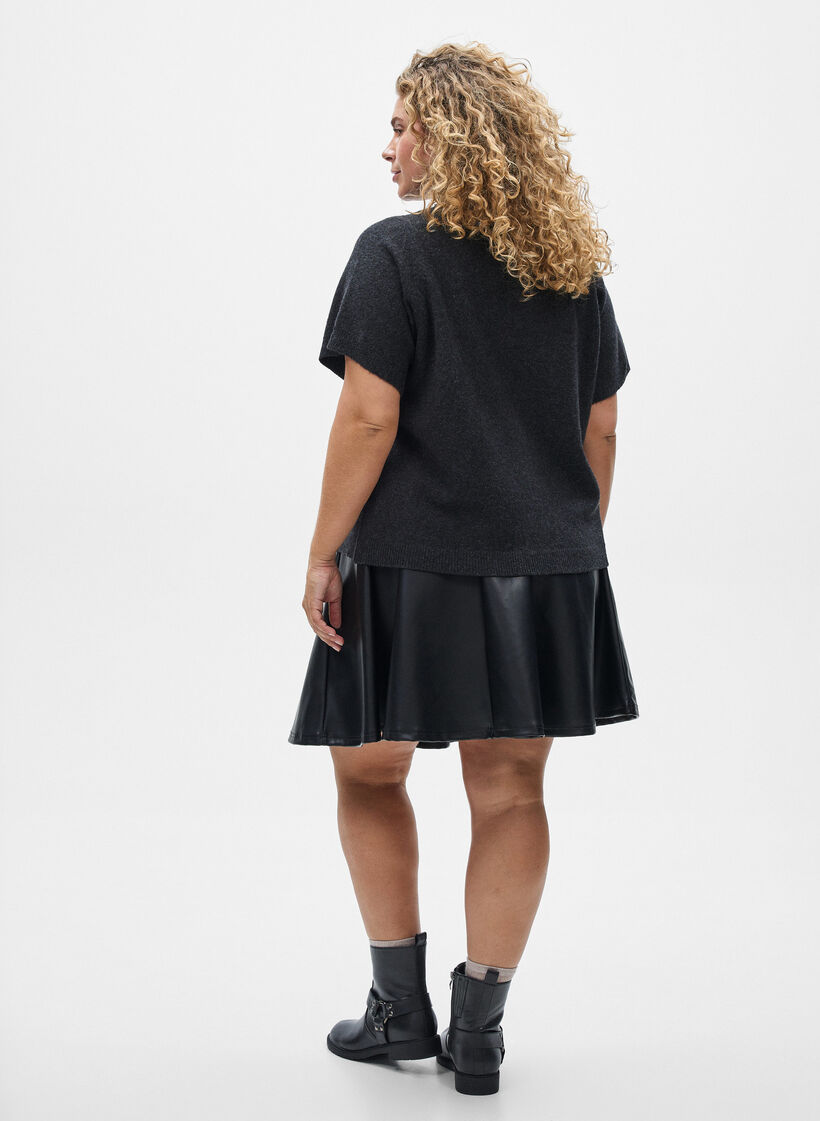 Dzianinowy kardigan z krótkim rekawem, Ciemnoszary, Model image number 2