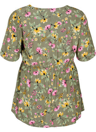 Wiskozowa bluzka ciazowa w kwiaty, Green Flower Print, Packshot image number 1