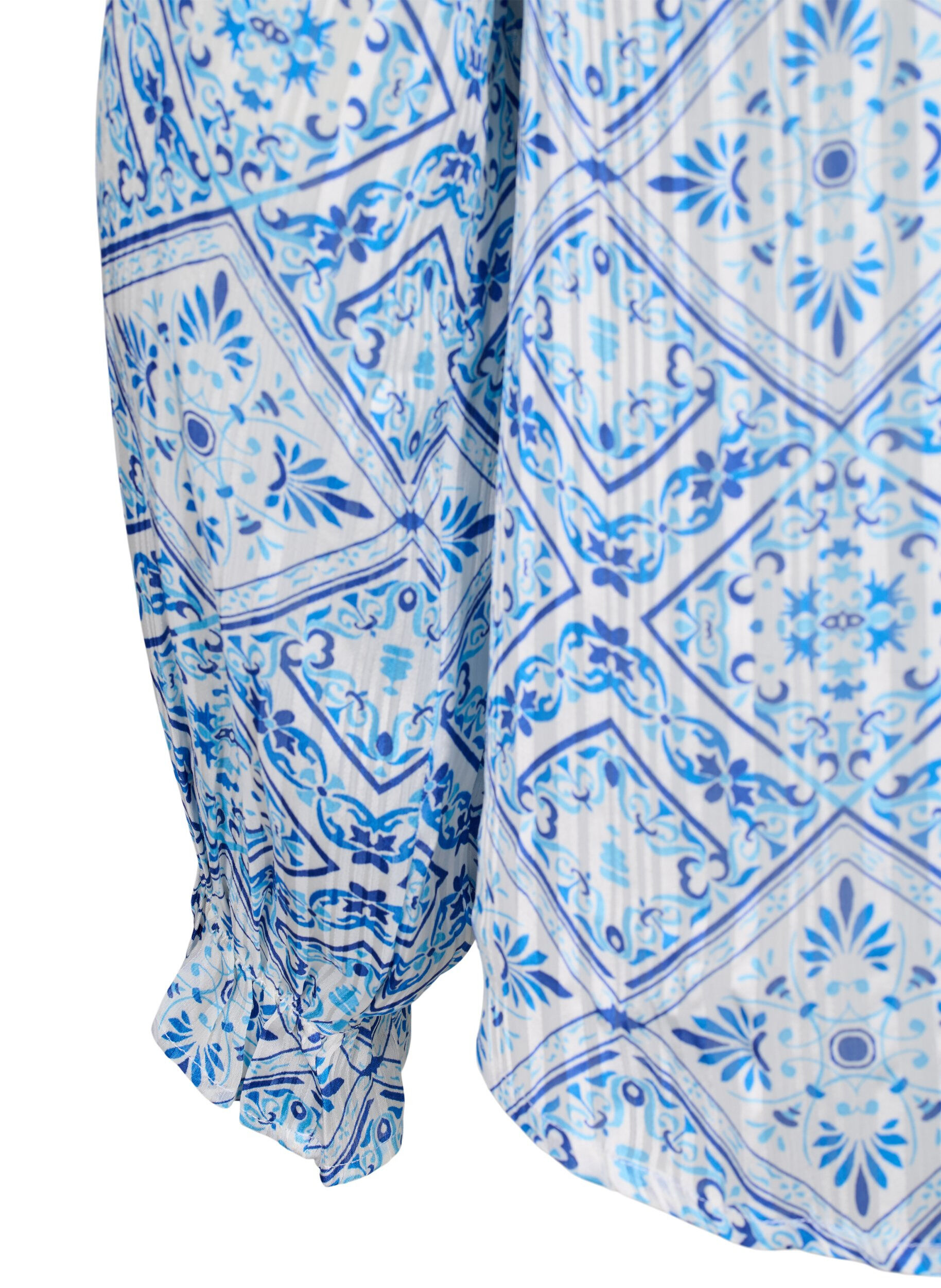 Zizzi Bluzka z dlugim rekawem, falbankami i nadrukiem, Beżowy, Packshot image number 3