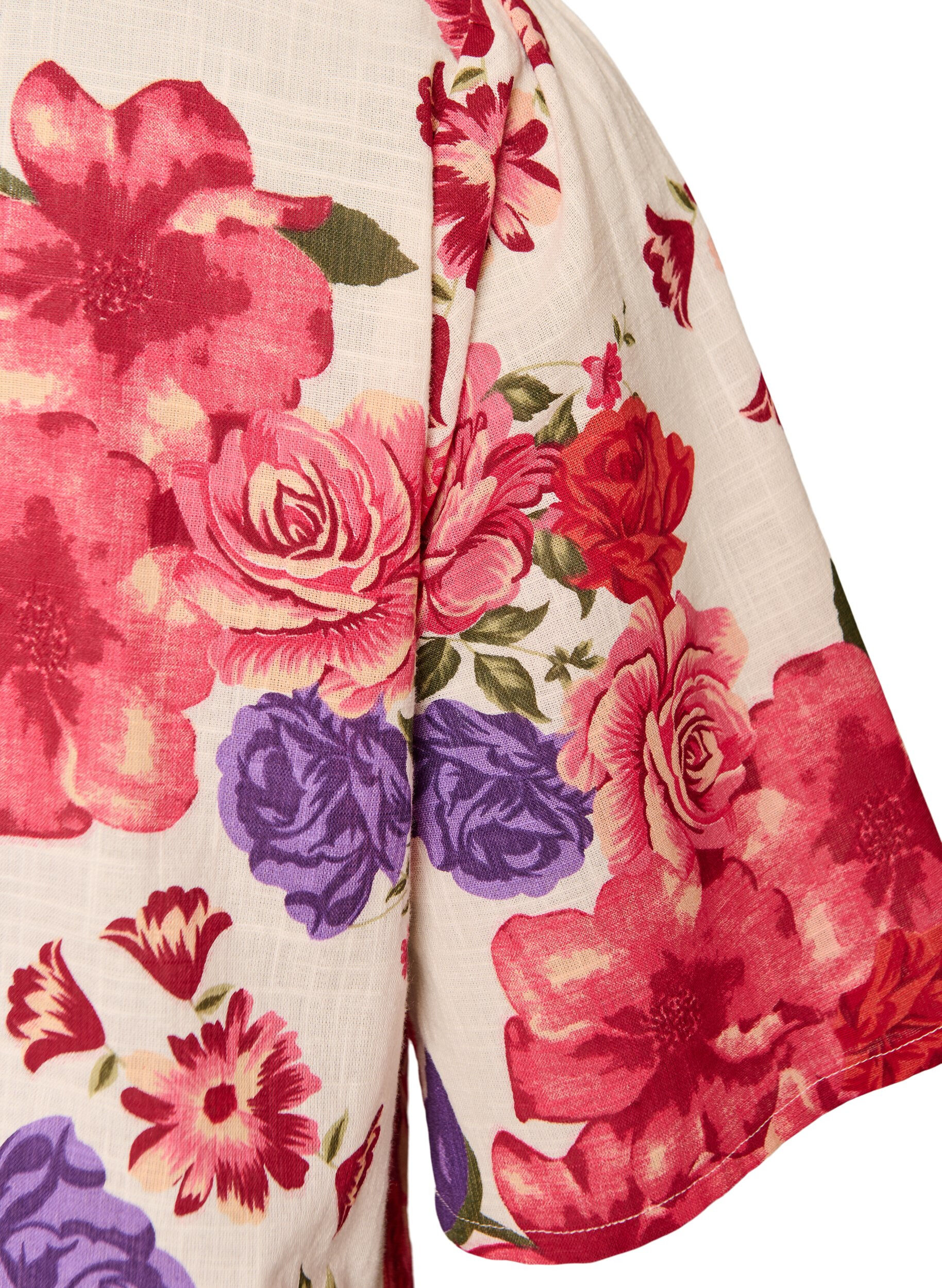 ZizziKoszula bawelniana z kr&oacute;tkim rekawem i dekoltem w ksztalcie litery V, Czerwony, Packshot image number 3