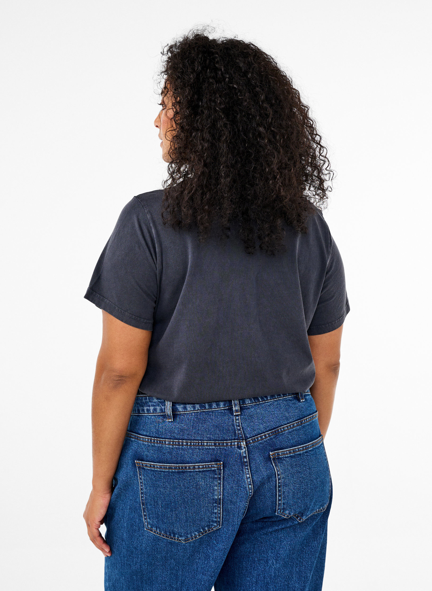 Zizzi T-shirt z nadrukiem uszyty z bawelny organicznej, Szary, Model image number 2