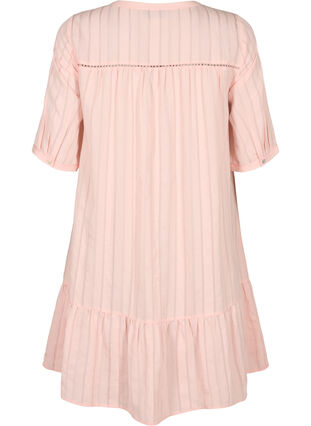 Sukienka z wiskozy w paski z koronkowymi wstazkami, Strawberry Cream, Packshot image number 1
