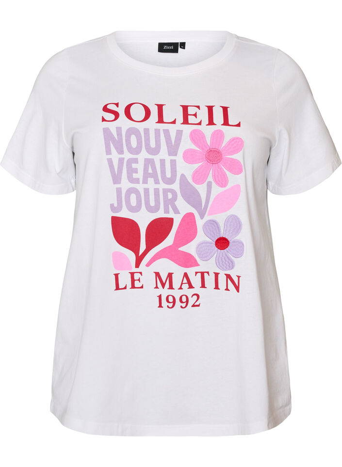 Bawelniana koszulka z nadrukiem, Biały, Packshot image number 0