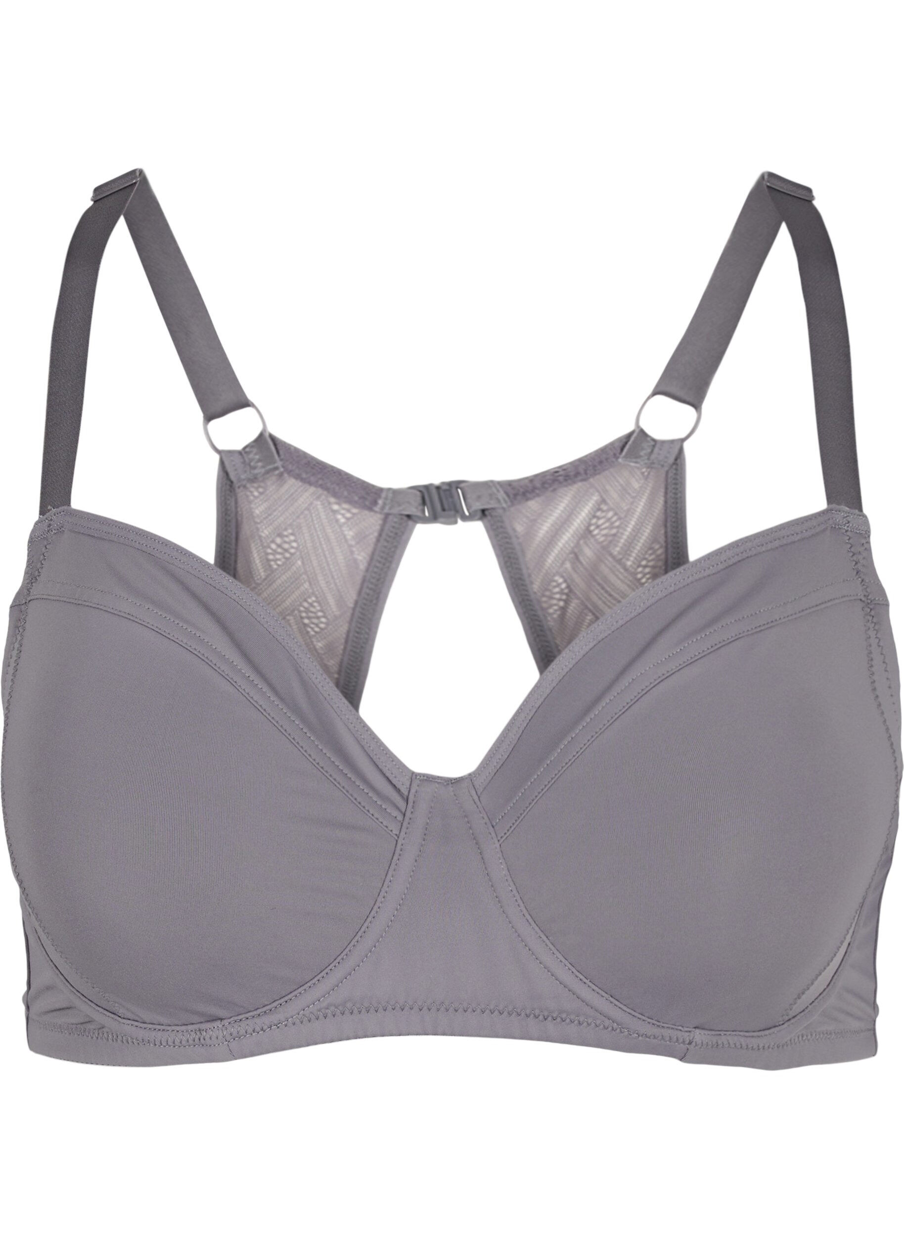 Zizzi Underwired  bra with back detail, Smoked Pearl, Packshot image number 0