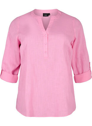Bawelniana koszulowa bluzka z dekoltem w szpic, Rosebloom, Packshot image number 0