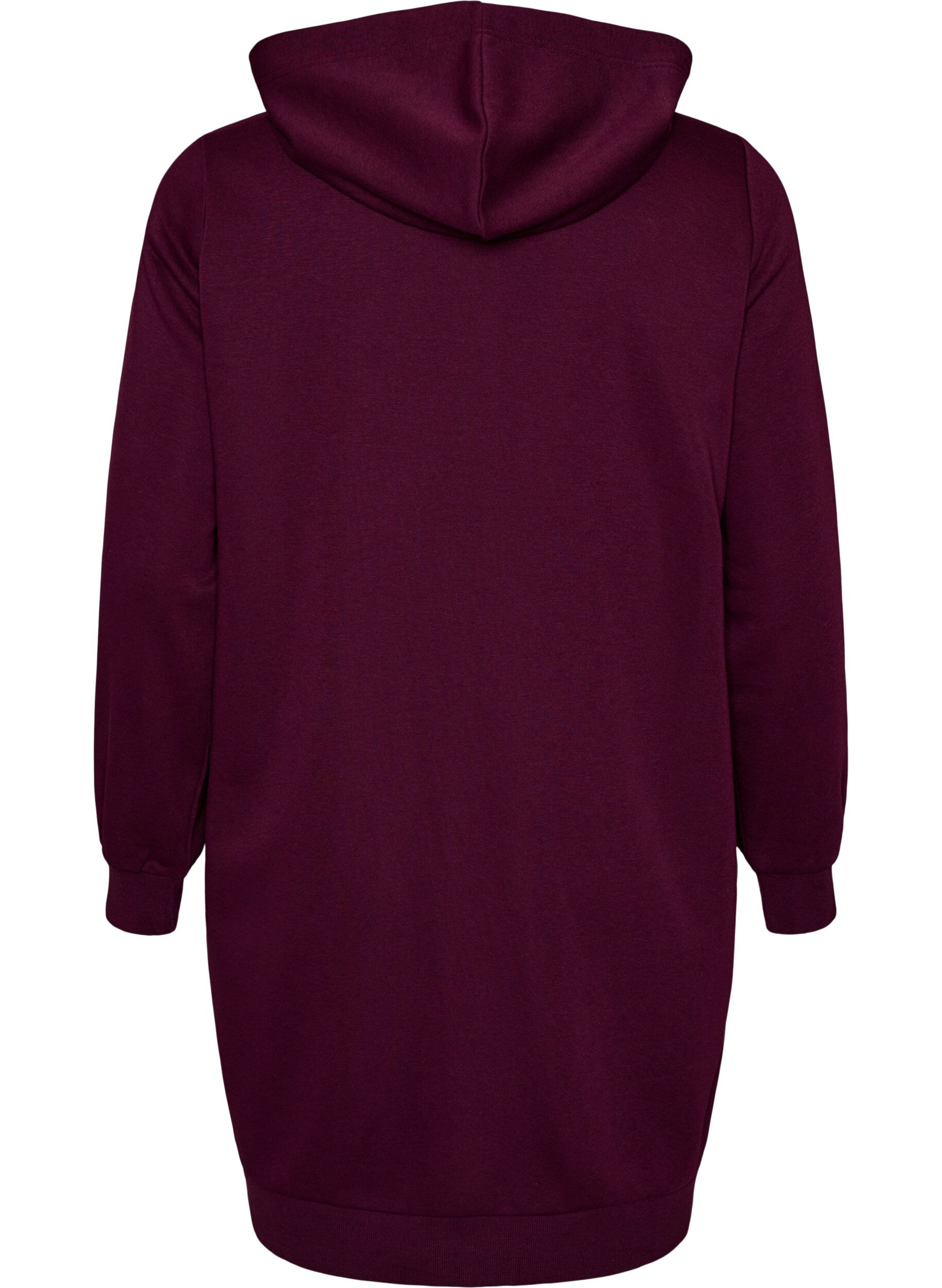 ZizziDluga bluza z kapturem, zamkiem blyskawicznym i kieszeniami, Fioletowy, Packshot image number 1