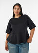 Bluzka peplum z rekawami do lokcia, Czarne, Model image number 0