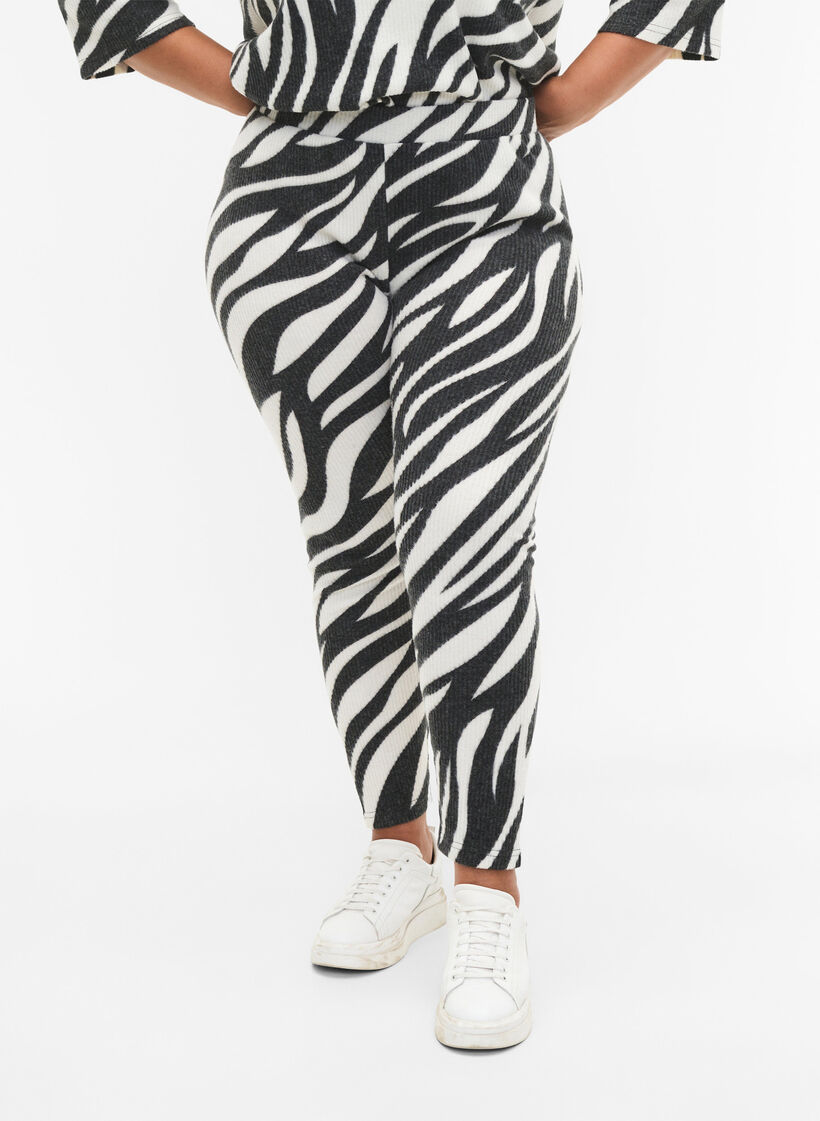 Legginsy z motywem zebry, White Zebra, Model image number 2