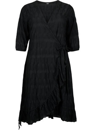 Flash - Kopertowa sukienka z rekawem 3/4, Black, Packshot image number 0