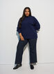 Prazkowany sweter z bufiastymi rekawami i guzikami, Niebieskie, Model image number 1