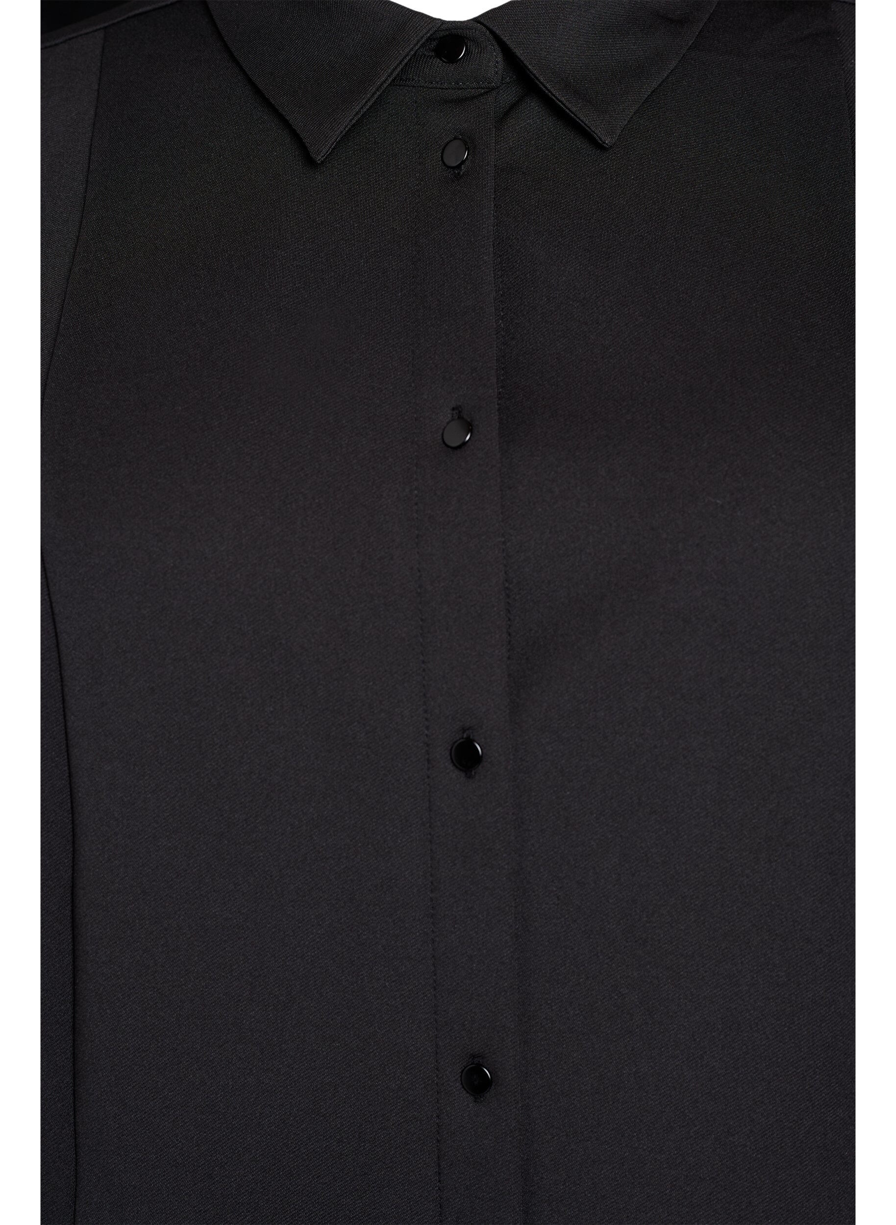 Zizzi Kr&oacute;tka sukienka koszulowa z rekawami 3/4, Czarne, Packshot image number 2