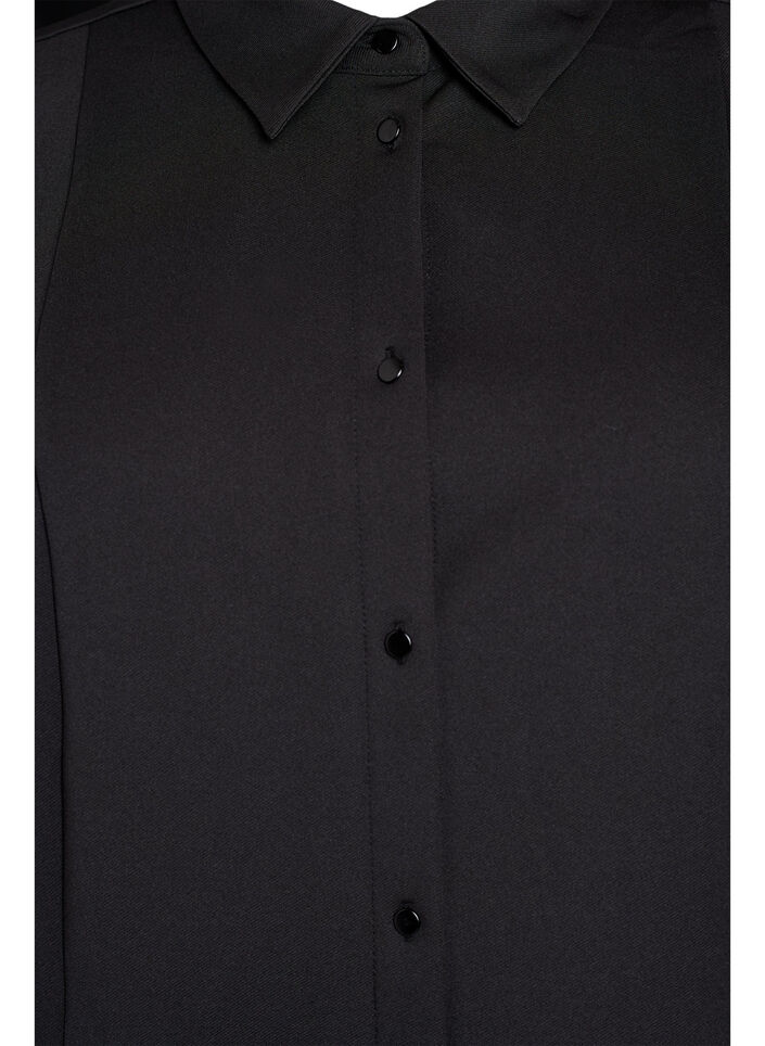 Krótka sukienka koszulowa z rekawami 3/4, Czarne, Packshot image number 2