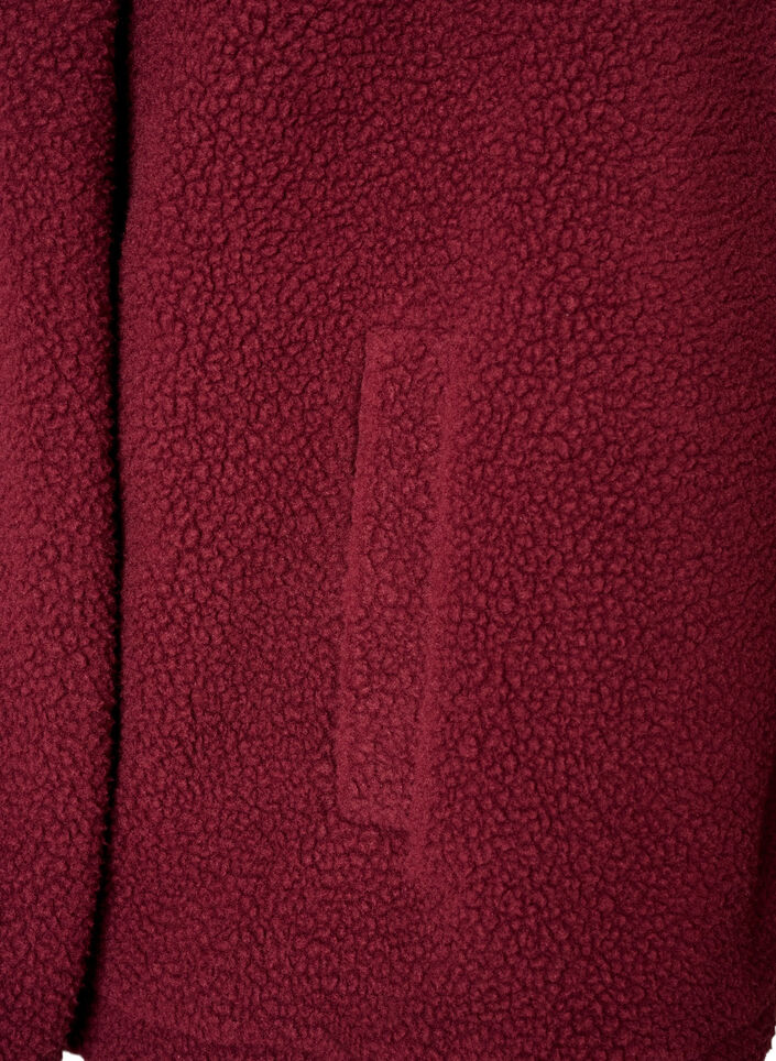 Kurtka teddy z wykonczeniem z haftu angielskiego i wysokim kolnierzem, Czerwony, Packshot image number 3