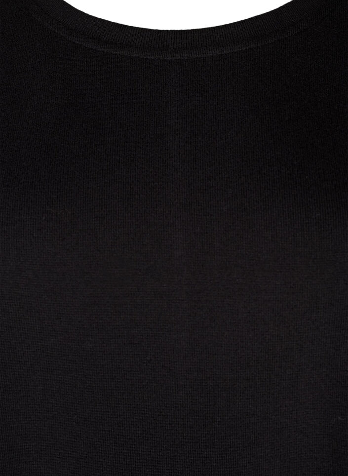 Jednokolorowa bluzka z perlami, Black, Packshot image number 2