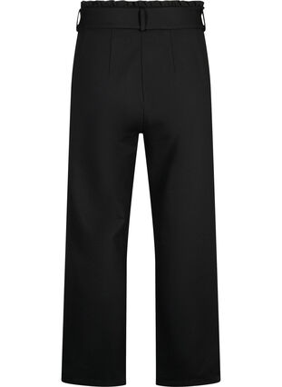 Spodnie z wysokim stanem z falbanami i wiazaniem, Black, Packshot image number 1