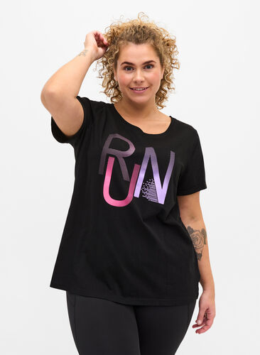 Sportowa koszulka z nadrukiem, Black Run, Model image number 0