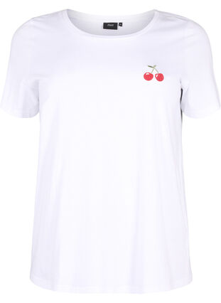 Bawelniana koszulka z wyhaftowana wisnia, B.White CherryEMB., Packshot image number 0