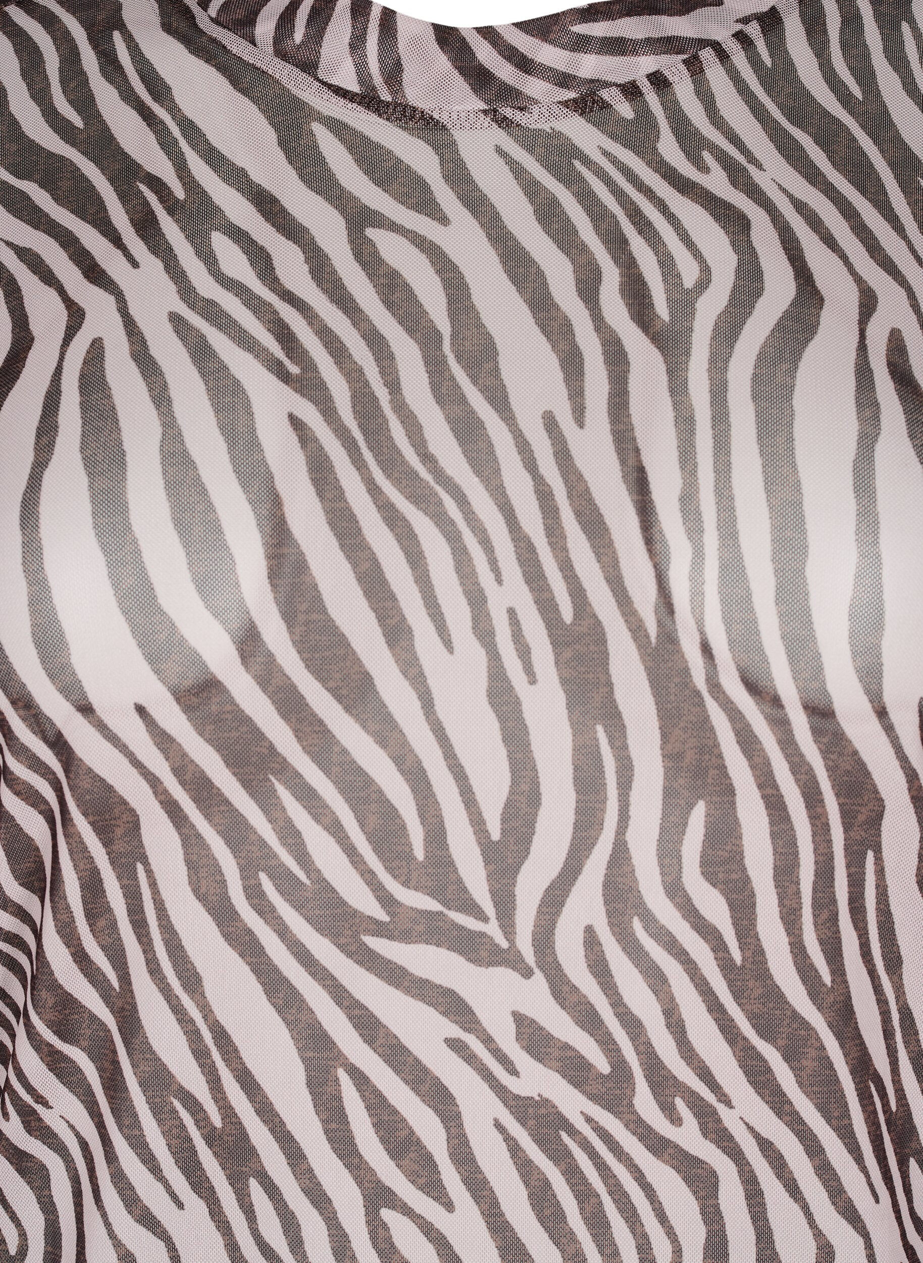 ZizziSiateczkowy top z nadrukiem w zebre, Czarne, Packshot image number 2