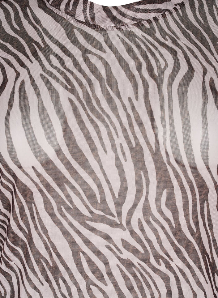 Siateczkowy top z nadrukiem w zebre, Czarne, Packshot image number 2