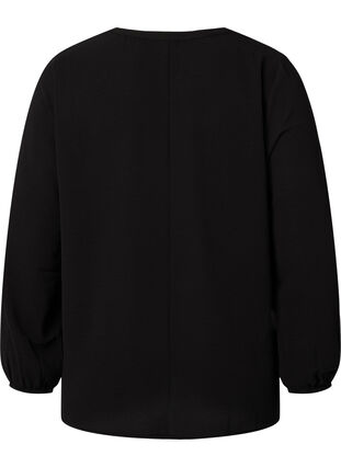 Jednokolorowy top z dekoltem w szpic, Black, Packshot image number 1