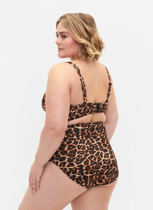 Dól od bikini z wysokim stanem i nadrukiem w panterke, Leopard Print, Model image number 1