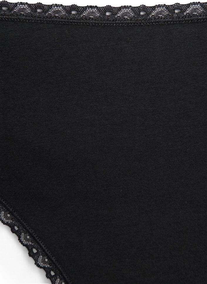 3-pack stringi z koronkowymi brzegami, Black, Packshot image number 2