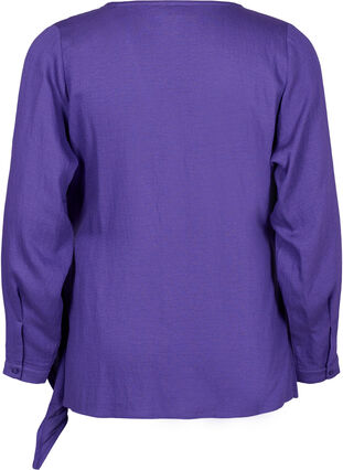 Bluzka z wiskozy w stylu kopertowym z dlugim rekawem, Prism Violet, Packshot image number 1